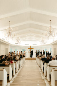 Timeless Neutral White and Black Safety Harbor Chapel Wedding Ceremony | Harborside Chapel