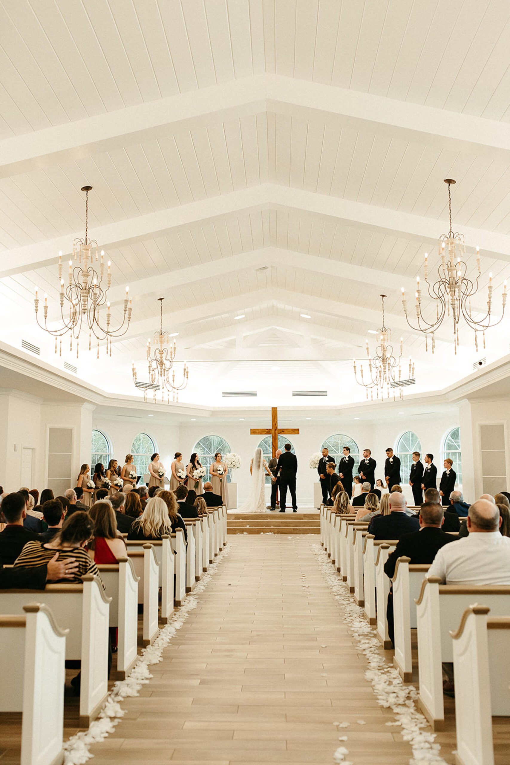 Timeless Neutral White and Black St. Petersburg Chapel Wedding Ceremony | Harborside Chapel