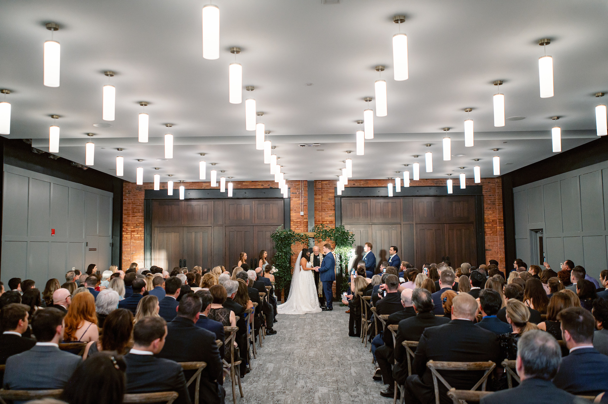 Modern Indoor Downtown Wedding Ceremony | Armature Works Social Room