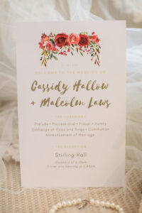 Floral Wedding Invitation Inspiration with Gold "Lettering and Red Floral Detailing