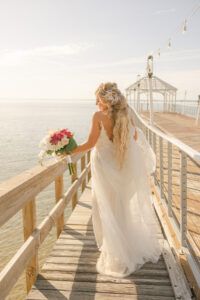 Florida Bride Sunset Wedding Portrait on Dock | Tampa Bay Wedding Venue The Godfrey