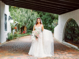 Fairytale Red and Pink Private Residence Wedding, Bride Wedding Portrait | Tampa Bay Wedding Photographer Dewitt for Love Photography | Wedding Florist Lemon Drops
