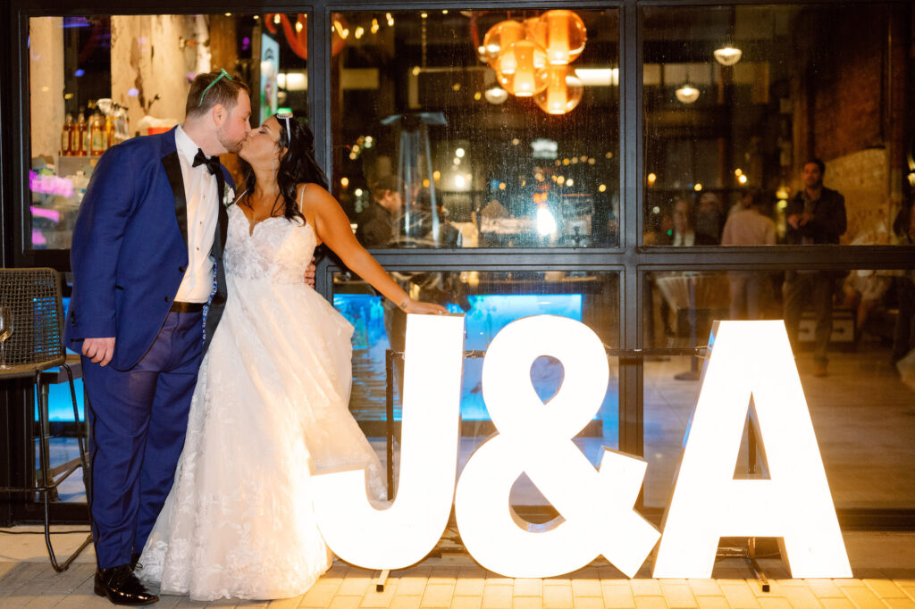 Large Light Up Letters Bride and Groom Initials Fun Modern Reception Decor