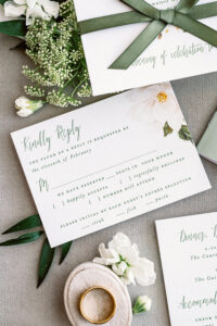 Spring Pastel Green Floral Wedding Invitation Suite With RSVP Card
