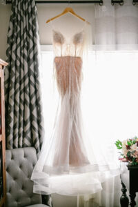 Illusion Sexy Wedding Gown Fitted with Glitter and Beading Wedding Portrait