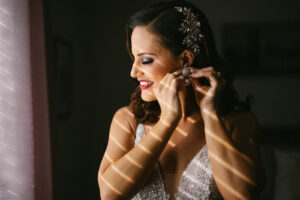 Glam Bridal Look with Jeweled Headpiece and Glam Makeup