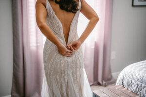 Illusion Sexy Wedding Gown Fitted with Glitter and Beading Wedding Portrait