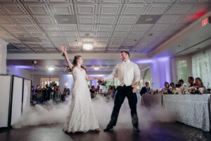 Bride and Groom First Dance Portrait with Fog Machine | Tarpon Springs Florida Wedding Reception