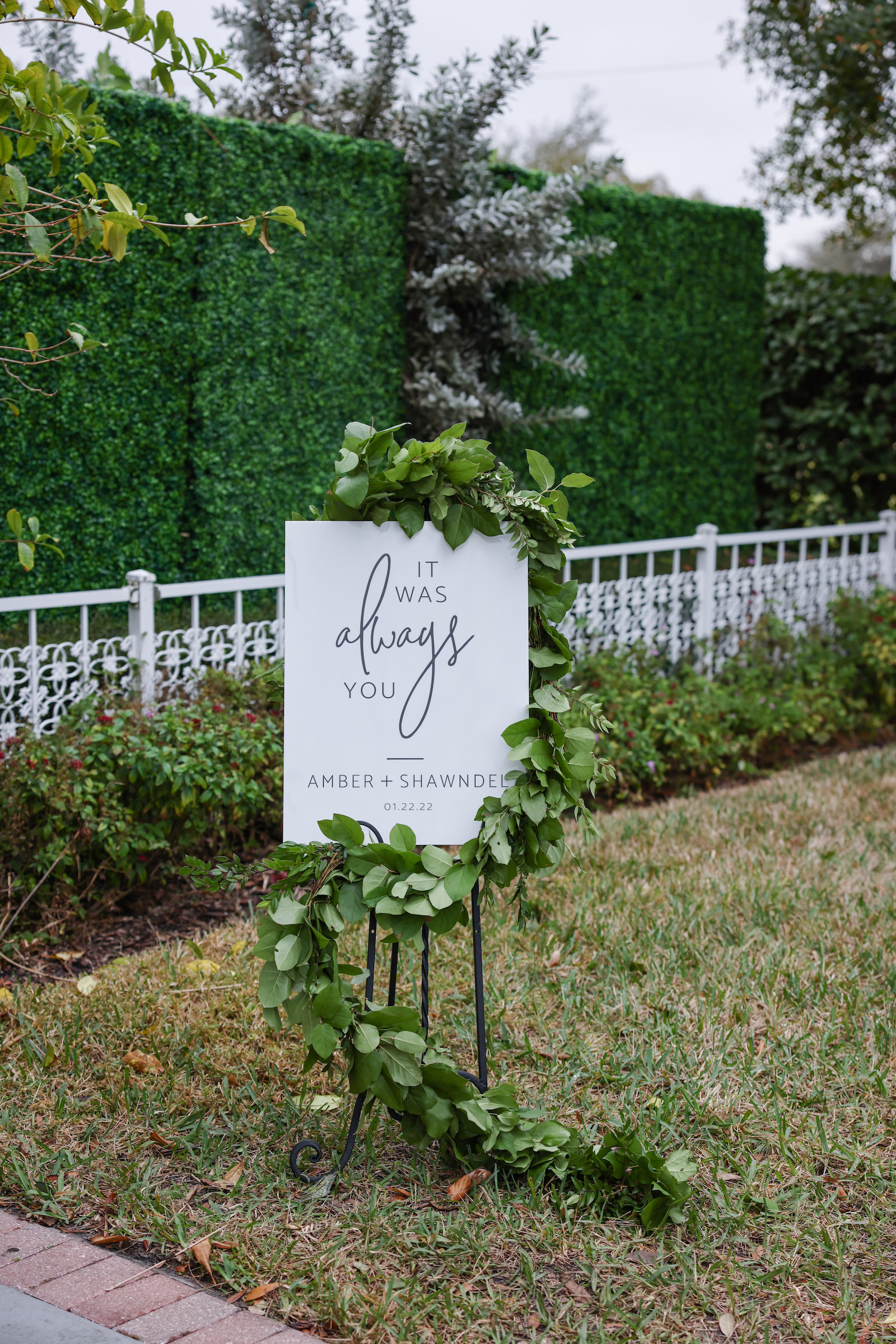 Modern Romantic Black and White Wedding Ceremony Decor, White Welcome Sign "It Was Always You" | Tampa Bay Wedding Photographer Lifelong Photography Studio