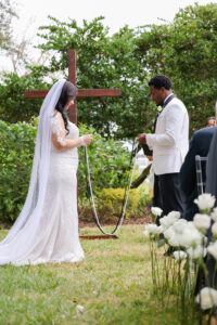 Modern Romantic Glam Wedding, Bride and Groom Rope Unity During Ceremony Portrait | Tampa Bay Wedding Photographer Lifelong Photography Studio