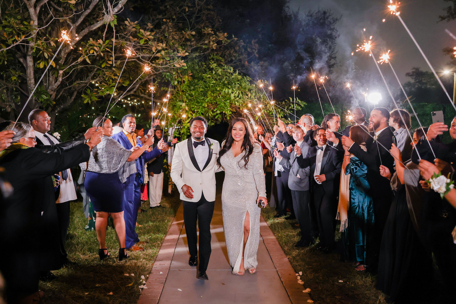 Modern Romantic Glam Wedding, Bride and Groom Wedding Reception Sparkler Exit | Tampa Bay Wedding Photographer Lifelong Photography Studio