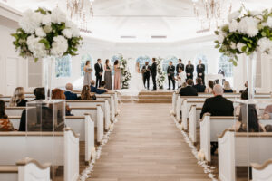 Winter Inspired Wedding, Bride and Groom Exchanging Wedding Vows | Safety Harbor Wedding Venue Harborside Chapel | Tampa Bay Wedding Planner MDP Events