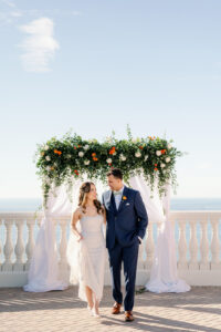 Bride and Groom Just Married Wedding Portrait | Rooftop Waterfront Wedding Ceremony Hyatt Regency Clearwater Beach | Wedding Photographer Dewitt for Love