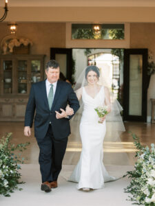 Old Florida Elegant Bride Walking with Father During Wedding Ceremony
