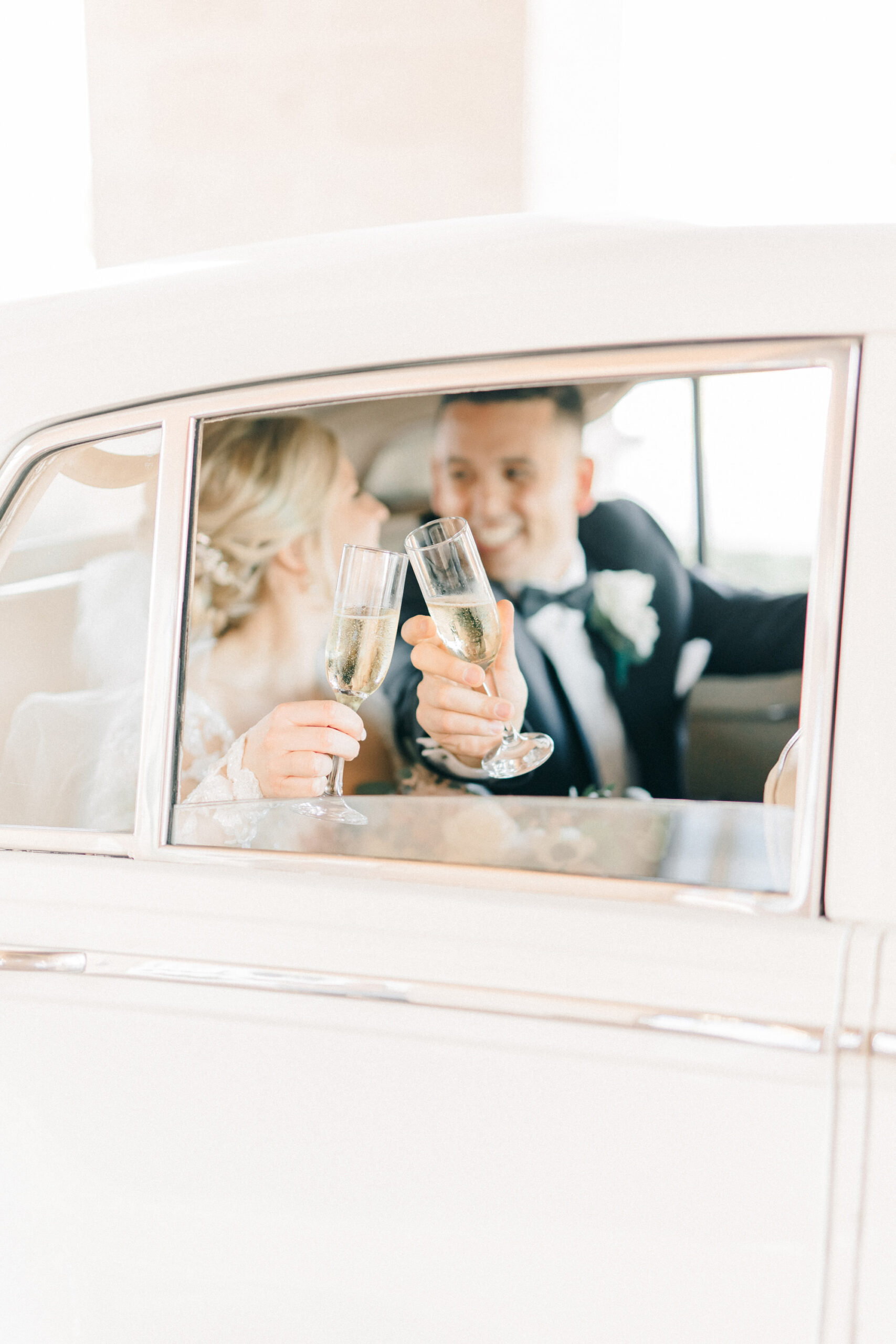 Bride and Groom Vintage Rolls Royce Car Wedding Portrait | St. Pete Planner Breezin Weddings