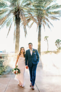 Bride and Groom Just Married Wedding Portrait | Rooftop Waterfront Wedding Ceremony Hyatt Regency Clearwater Beach | Wedding Photographer Dewitt for Love
