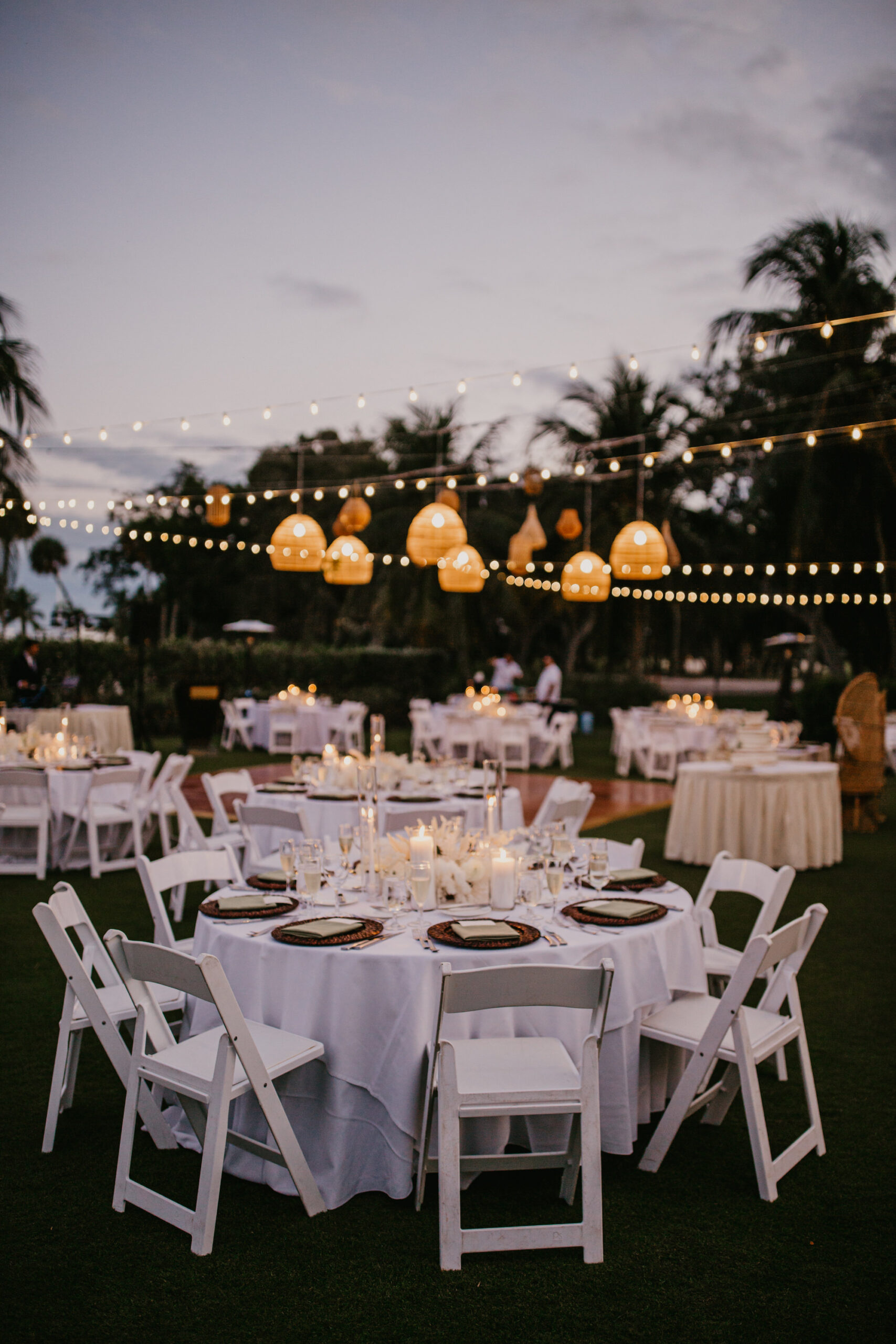 Island House Outdoor Wedding Reception with String Lights | Sarasota Venue Longboat Key Club
