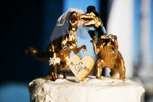 Dinosaur Gold Wedding Cake Toppers