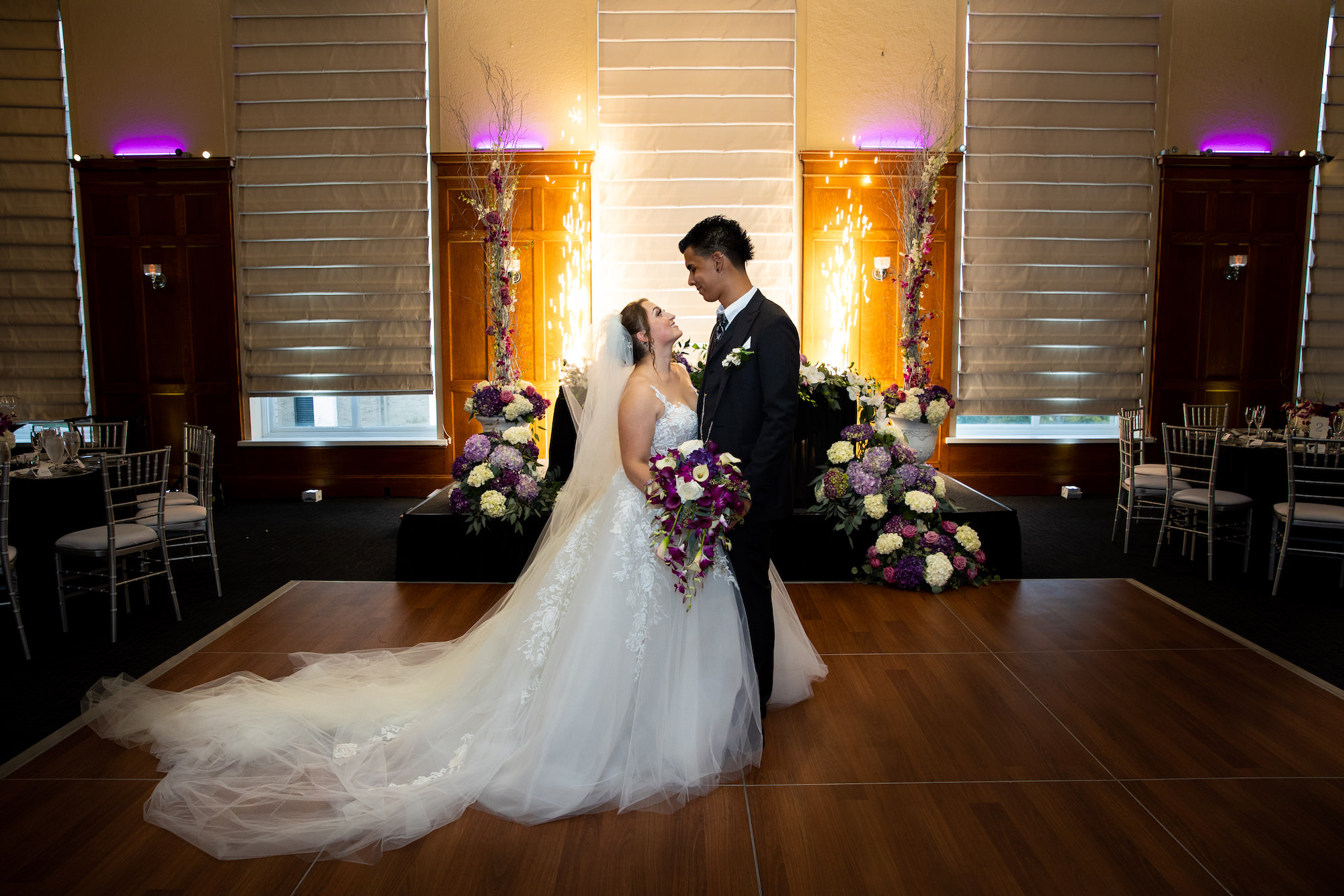 Bride and Groom Wedding Reception Portrait | Tampa Wedding Planner Special Moments Events | Downtown Tampa Venue Le Meridien