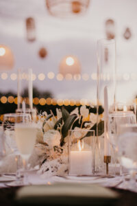 Romantic White Candlelit Wedding Reception Table Decor Centerpiece Ideas