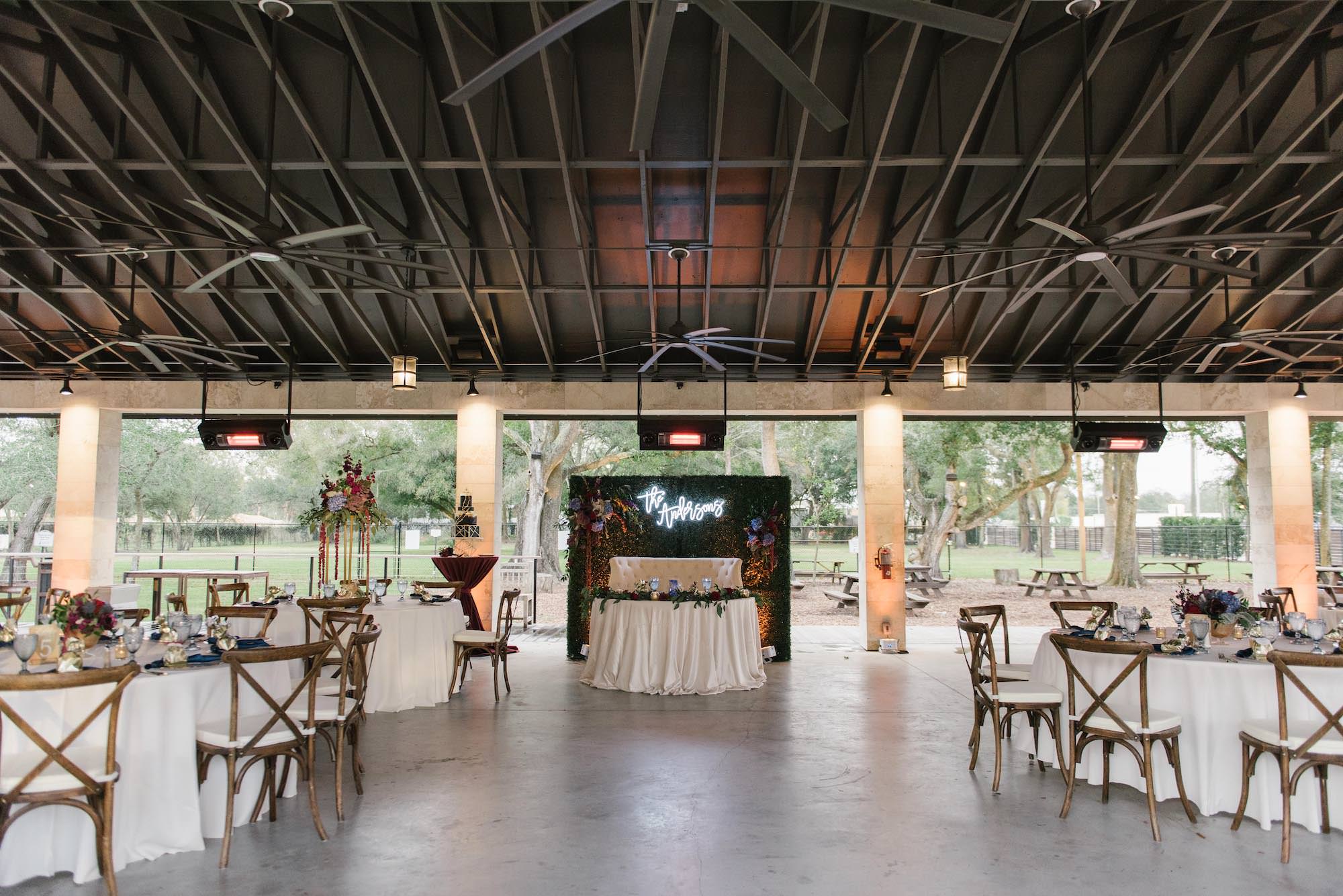 Rustic Wedding Reception with Crossback Chairs and White Linens | Tampa Florida Kate Ryan Event Rentals