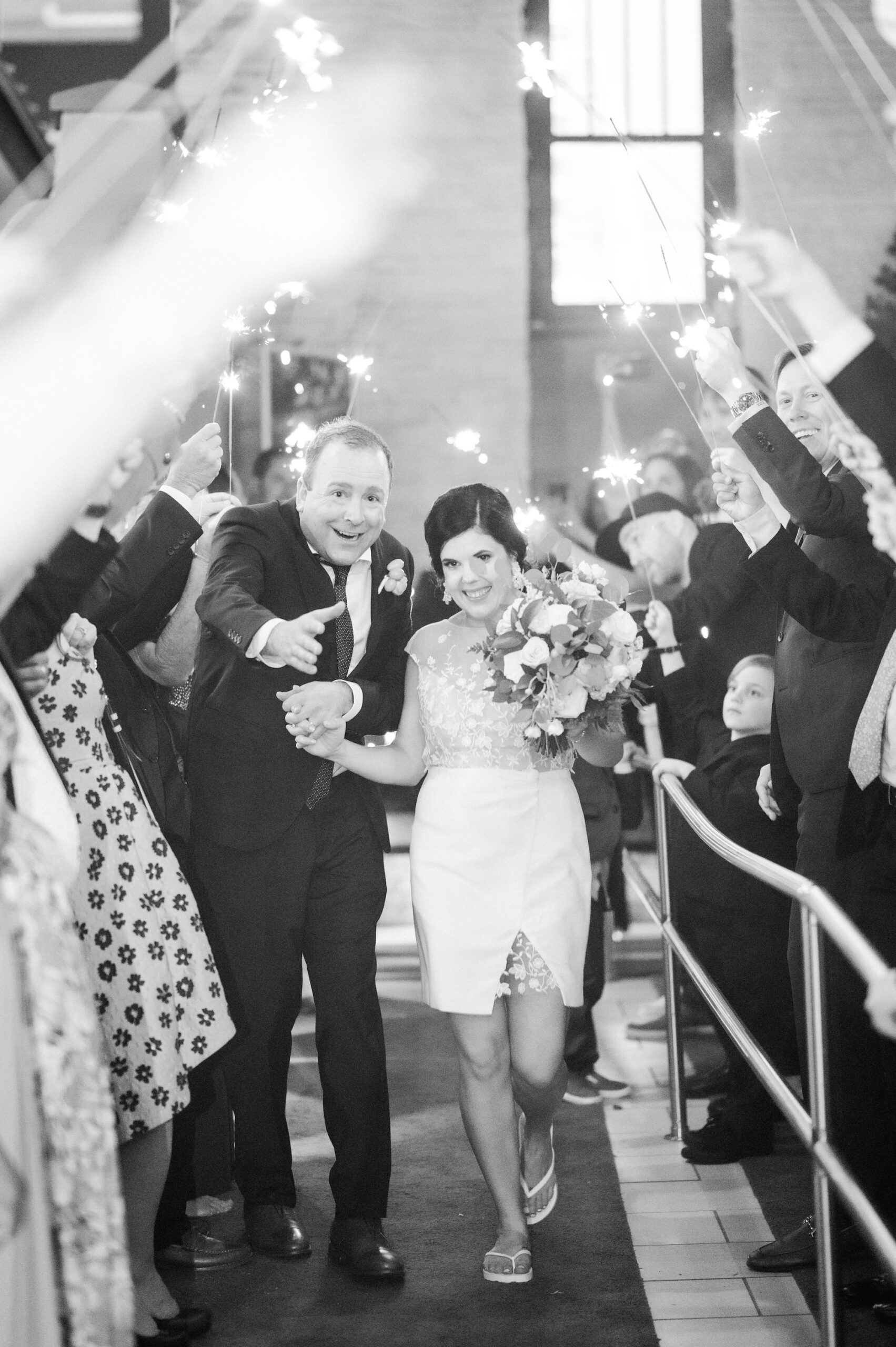 Bride and Groom Sparkler Wedding Exit in Black and White | Tampa Bay Wedding Photographer Amanda Zabrocki Photography