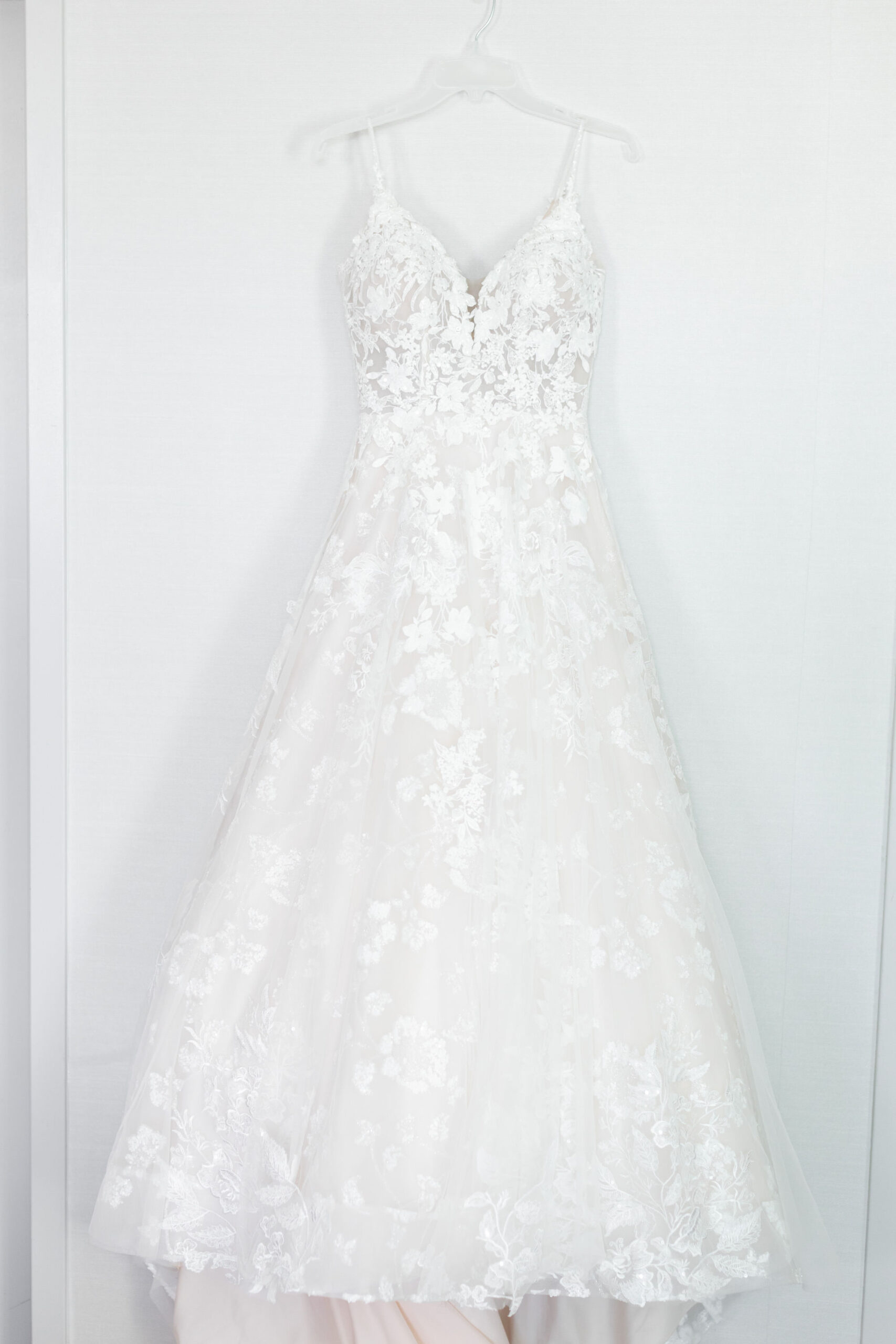 Modern Romantic Wedding, Bride Floral Applique and Illusion Ballgown Wedding Dress