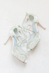 White Lace Detail Sheer Wedding Shoes with Baby Blue Detail