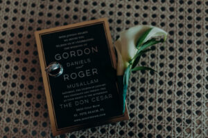 Classic Black and Gold Wedding Invitation with Calla Lily Boutonniere