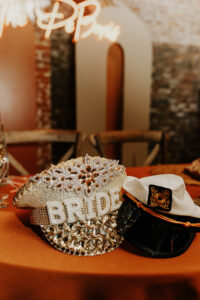 Earthy Neutral Boho Modern Chic Wedding, Bride Rhinestone and Crystal Embellished Sailor Ha, Groom Military Sailor Hat