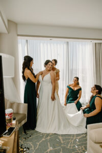 Bride and Bridesmaids Getting Ready Portrait | Tampa Hair and Makeup Femme Akoi