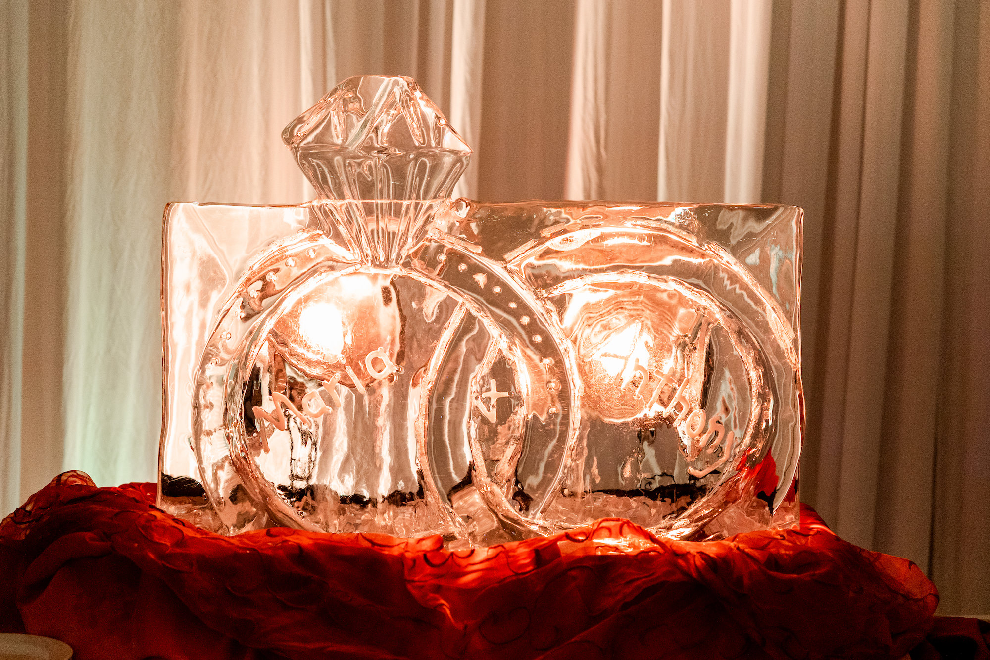 Fall Boho Wedding Reception Decor, Wedding Ring Ice Sculpture