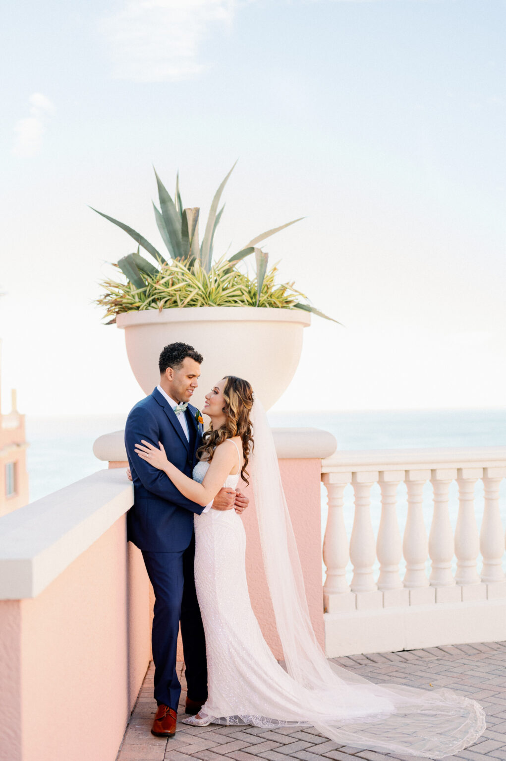 Bride and Groom First Look Wedding Portrait | Florida Wedding Photographer Dewitt for Love | Florida Wedding Venue Hyatt Regency Clearwater Beach