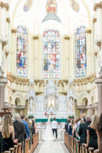 Modern Romantic Bride and Groom Exchanging Wedding Vows During Traditional Church Wedding | Tampa Bay Wedding Venue Sacred Heart Catholic Church