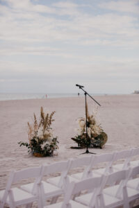 Outdoor Beach Wedding Ceremony with Boho Floral Arrangements | Sarasota Wedding Venue Resort at Longboat Key Club