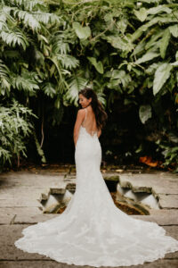 Bride Open Back Boho Fitted Wedding Dress Portrait