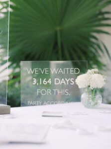 Clear Acrylic Wedding Welcome Sign with White Cursive Letters