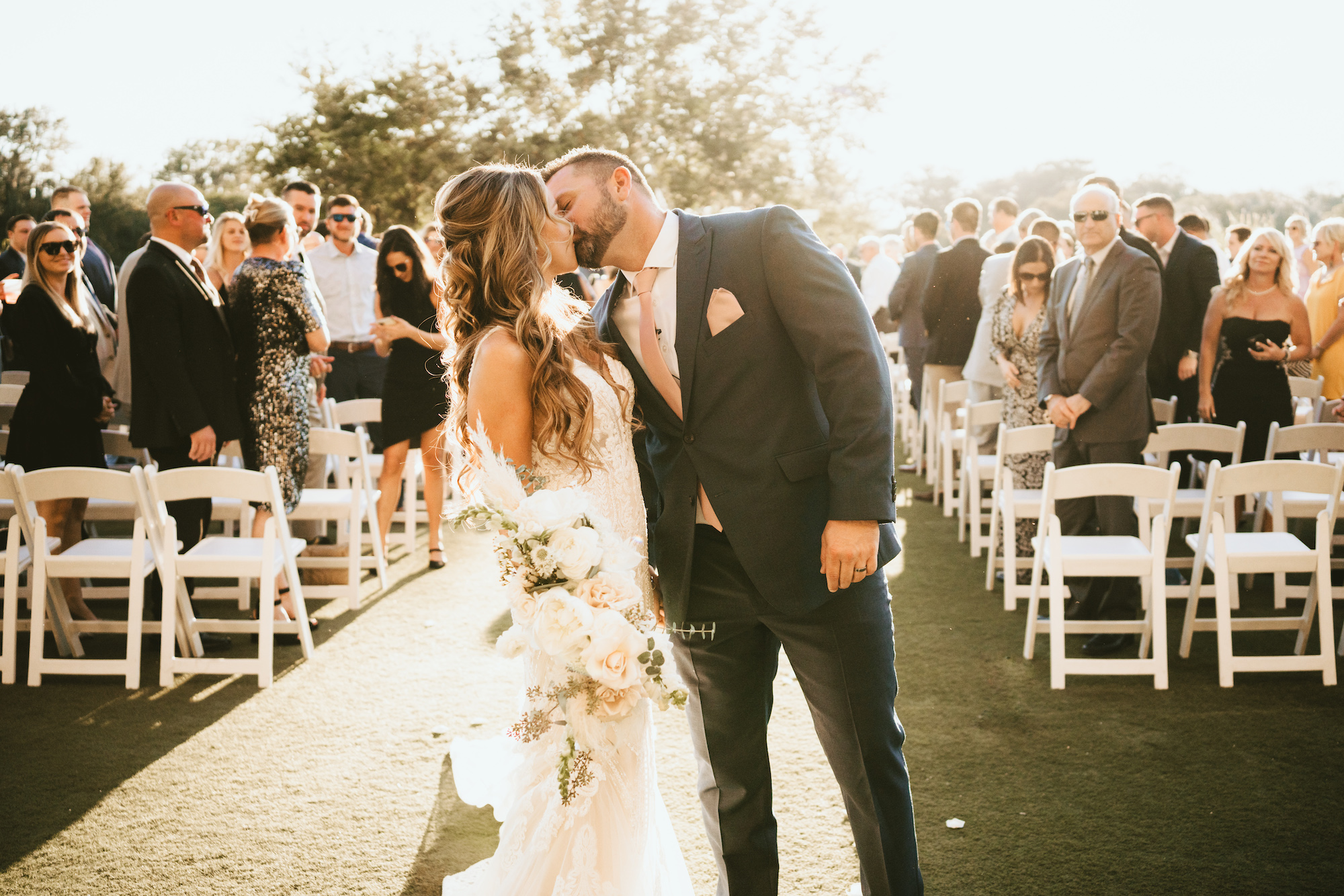 Bride and Groom First Kiss Just Married Wedding Portrait | Tampa Wedding Photographer Mars and The Moon Films