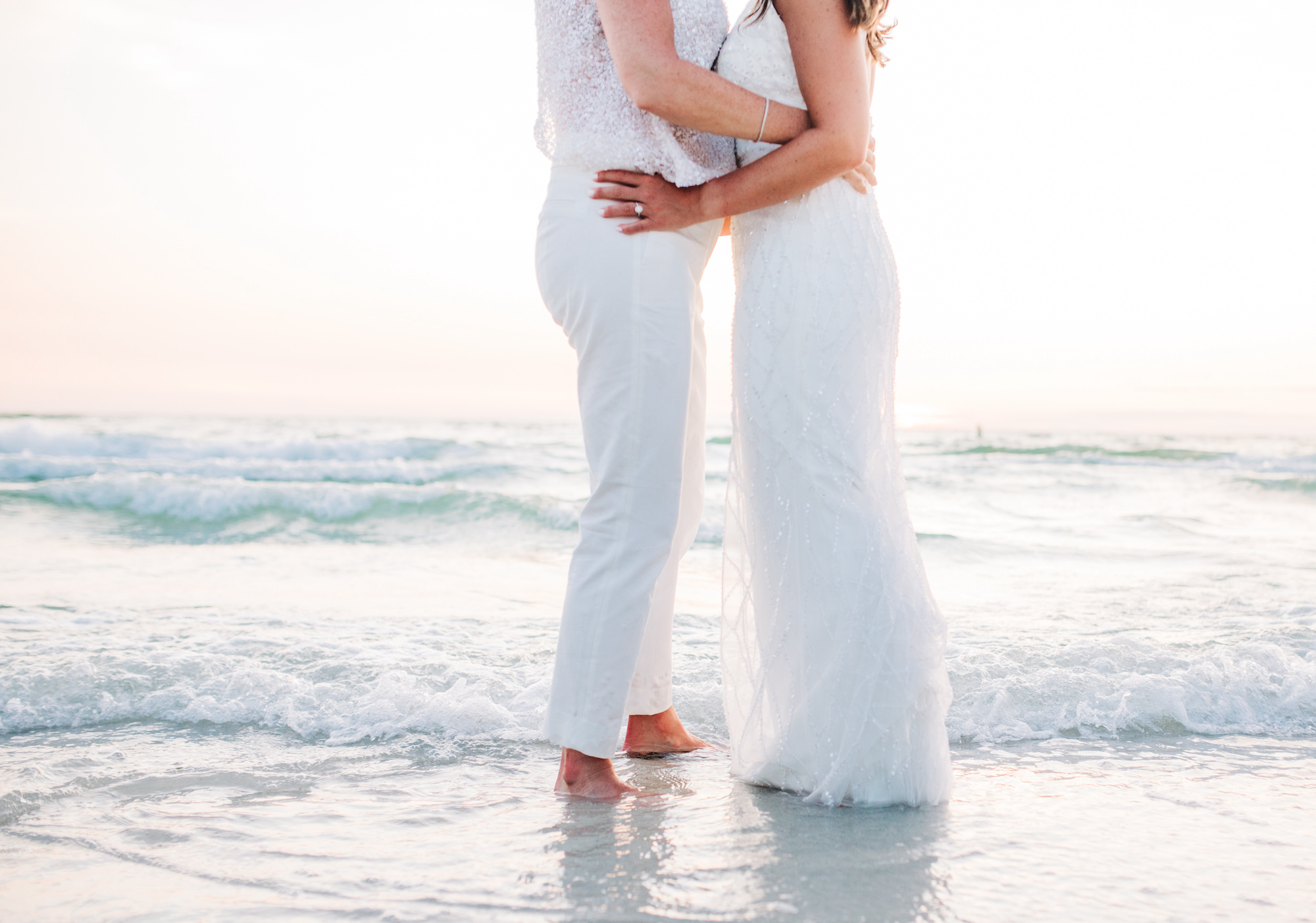 Vibrant Colorful Same Sex Wedding, Brides on Clearwater Beach Wedding Portrait