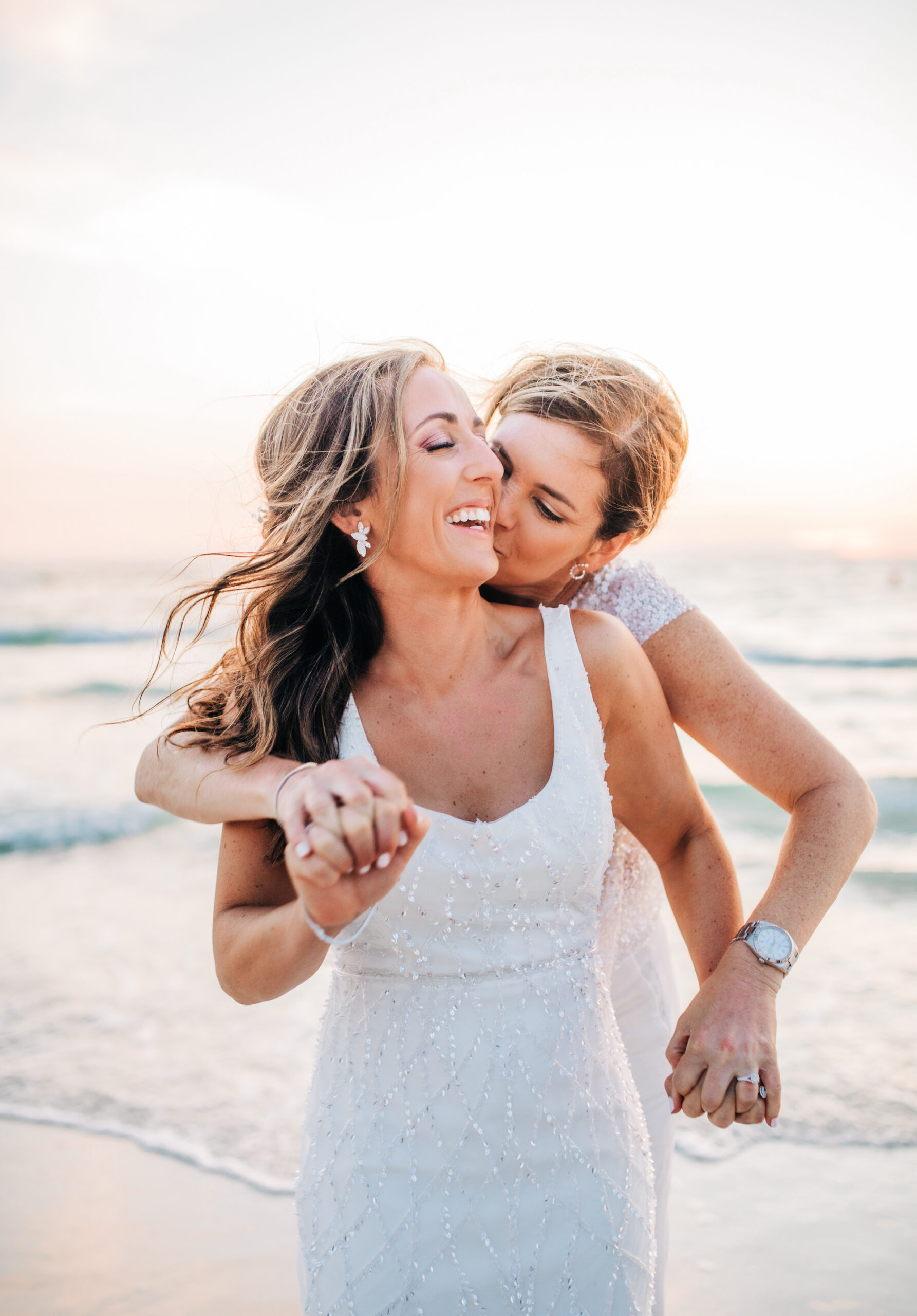 Vibrant Colorful Same Sex Wedding, Brides on Clearwater Beach Wedding Portrait