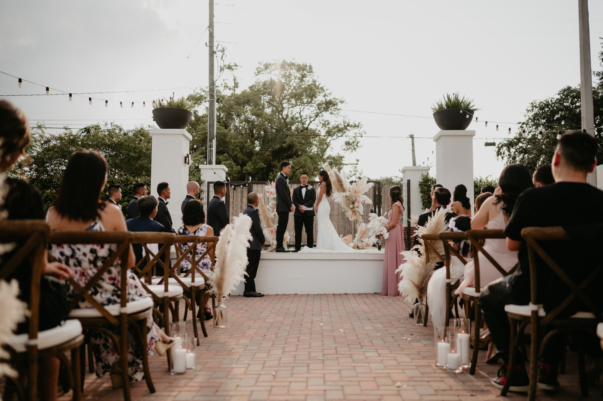 Bride and Groom Exchange Vows | Outdoor Bohemian Wedding Ceremony | Florida Venue Haus 820