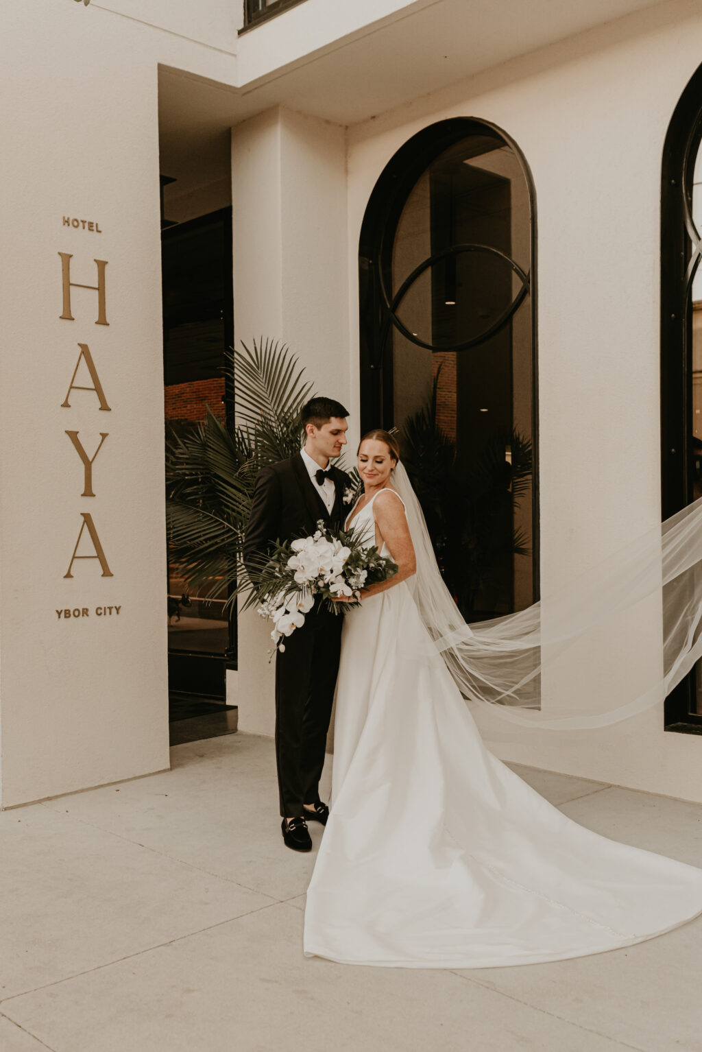 Romantic Bride and Groom Wedding Portrait | Tampa Bay Florist Monarch Events and Design | Planner Coastal Coordinating | Historic Boutique Venue Hotel Haya