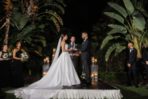 Classic Timeless Bride and Groom Exchanging Wedding Vows During Ceremony | Wedding Venue Tampa Garden Club