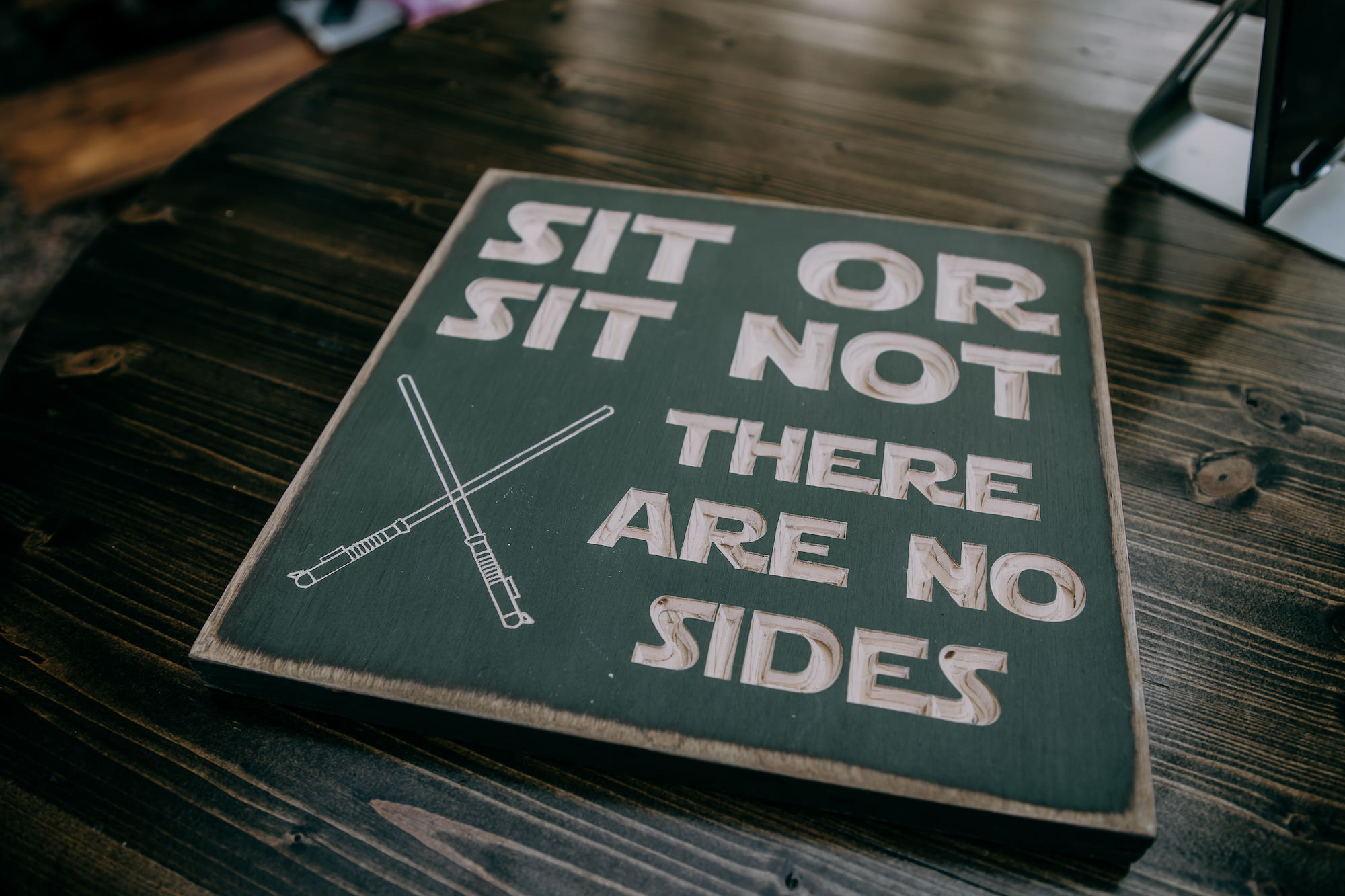 Boho Vintage Star Wars Wedding Sign, "Sit or Sit Not There Are No Sides"