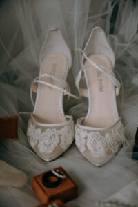 Lace and Illusion Pointed Toe Wedding Shoes Bridal Heels