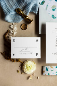 Black and White Modern RSVP Wedding Invitation Card