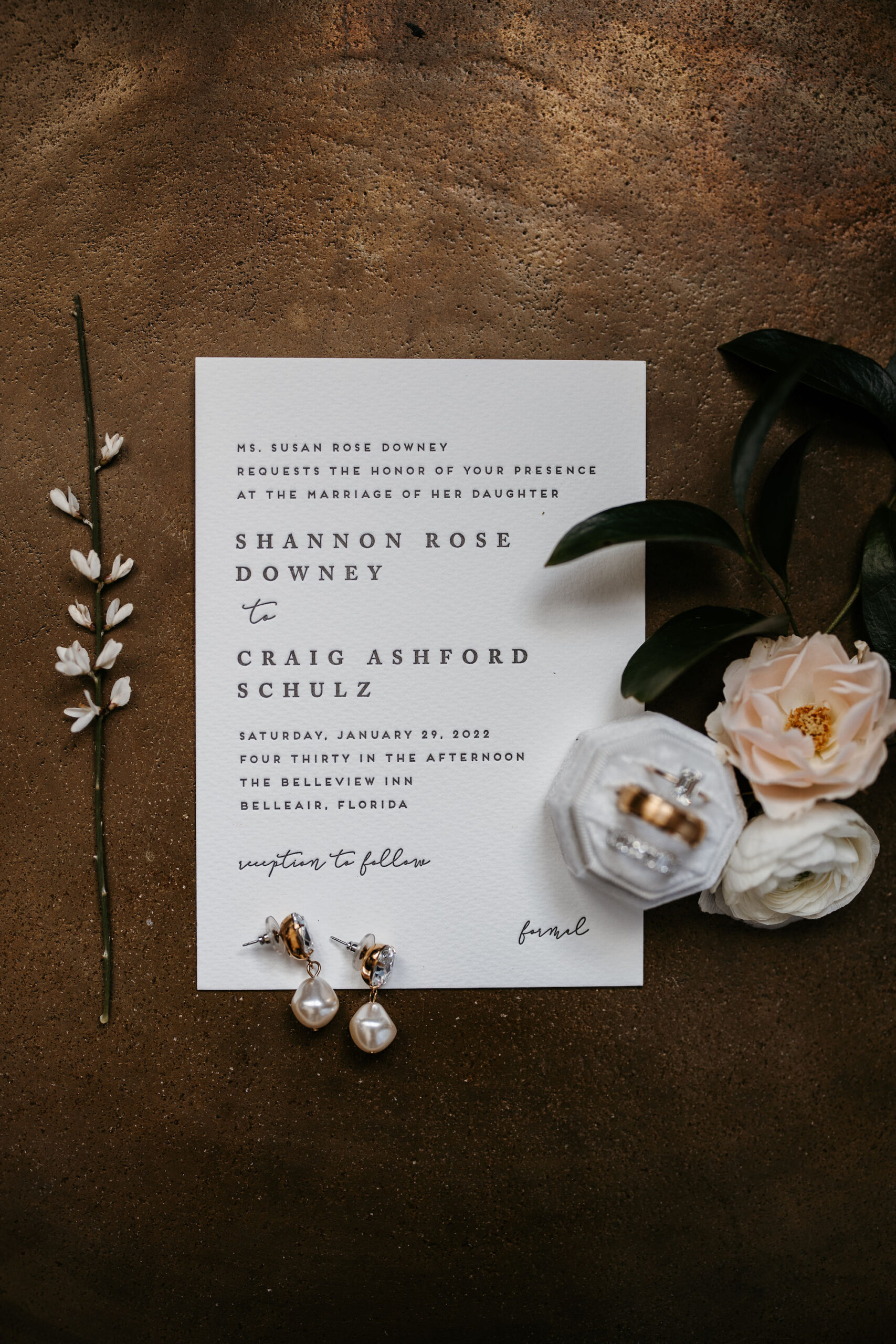 Letter Press Simple White Wedding Invitation