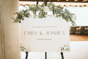 Wedding Welcome Sign with Greenery Rustic Details