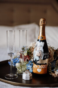 Personalized Wedding Champagne Bottle and Champagne Flutes