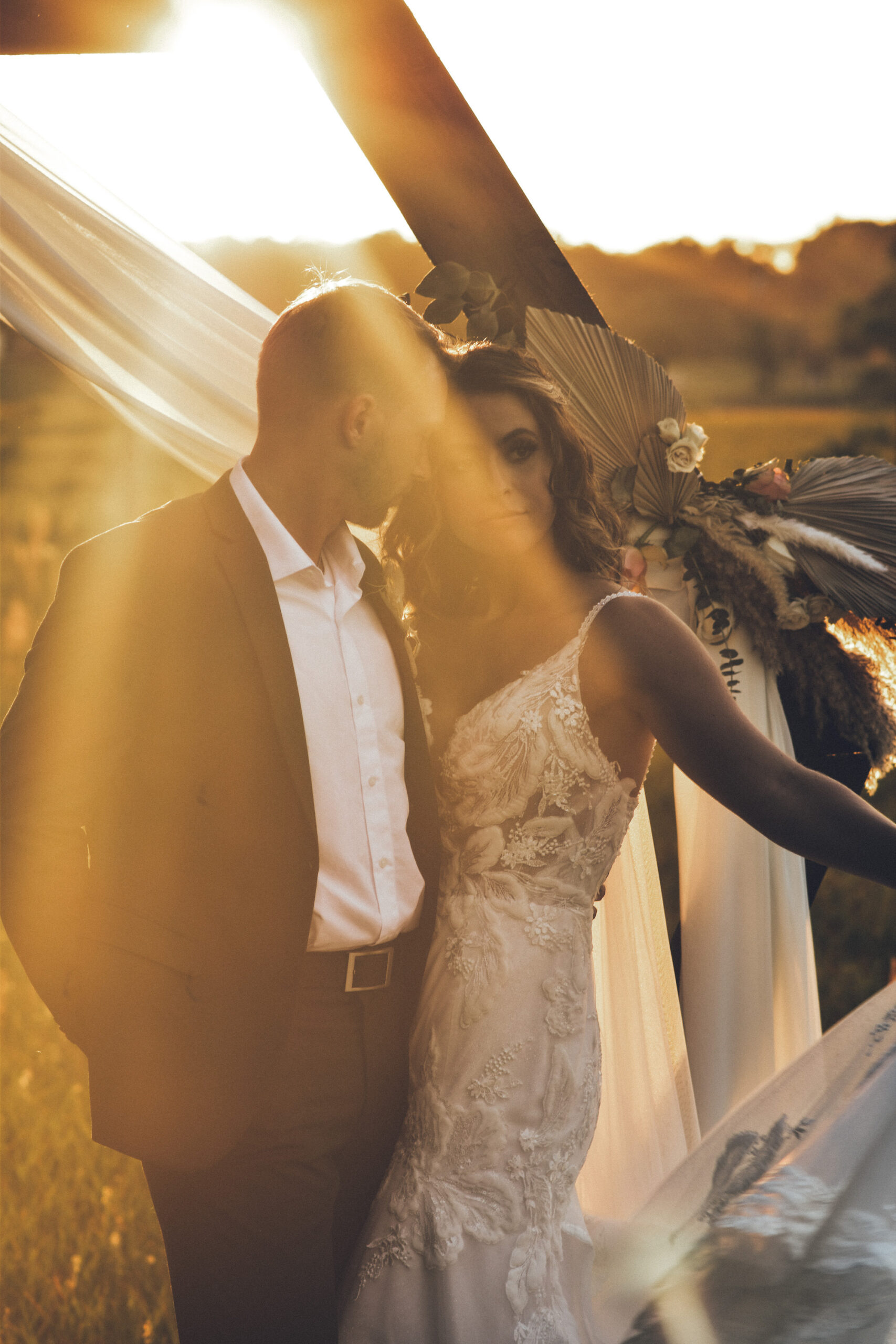 Sunset Wedding Portrait Bride and Groom at Golden Hour | Tampa Photographer The Gadabouts Captures